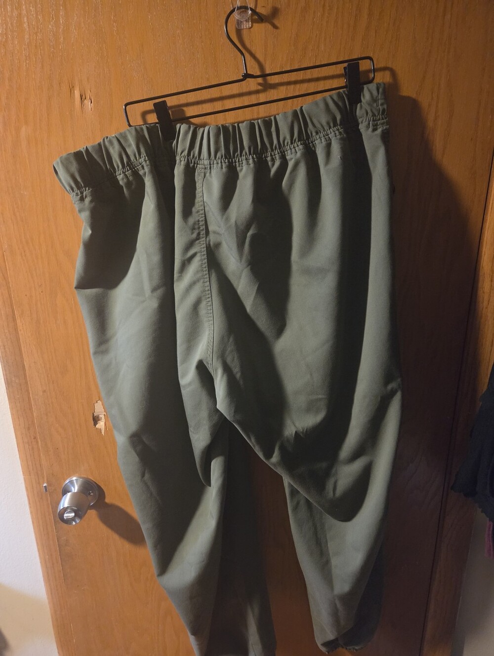 Womend Olive Green Elastic-Waist Casual Scrub Bottoms
